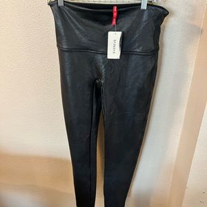 Spanx NWOT Black Faux Leather Sheen Leggings